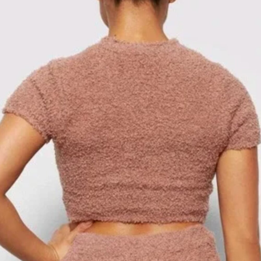 SKIMS I COZY KNIT CROPPED T-SHIRT | ROSE CLAY S/M - Picture 6 of 6